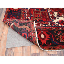 Load image into Gallery viewer, 7'10"x11'9" Fire Brick Red, Hand Knotted, Semi Antique Bohemian Persian Heriz, Good Condition, Distressed Feel, Evenly Worn, Pure Wool, Sides And Ends Professionally Secured, Cleaned, Oriental Rug FWR511968