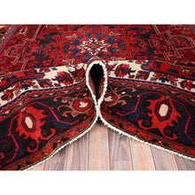 Load image into Gallery viewer, 7'10"x11'9" Fire Brick Red, Hand Knotted, Semi Antique Bohemian Persian Heriz, Good Condition, Distressed Feel, Evenly Worn, Pure Wool, Sides And Ends Professionally Secured, Cleaned, Oriental Rug FWR511968
