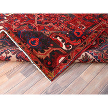 Load image into Gallery viewer, 7'10"x11'9" Fire Brick Red, Hand Knotted, Semi Antique Bohemian Persian Heriz, Good Condition, Distressed Feel, Evenly Worn, Pure Wool, Sides And Ends Professionally Secured, Cleaned, Oriental Rug FWR511968