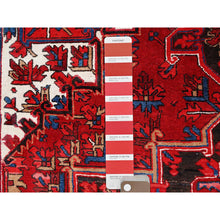 Load image into Gallery viewer, 7'10"x11'9" Fire Brick Red, Hand Knotted, Semi Antique Bohemian Persian Heriz, Good Condition, Distressed Feel, Evenly Worn, Pure Wool, Sides And Ends Professionally Secured, Cleaned, Oriental Rug FWR511968