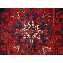 Load image into Gallery viewer, 7'10"x11'9" Fire Brick Red, Hand Knotted, Semi Antique Bohemian Persian Heriz, Good Condition, Distressed Feel, Evenly Worn, Pure Wool, Sides And Ends Professionally Secured, Cleaned, Oriental Rug FWR511968