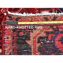 Load image into Gallery viewer, 7'10"x11'9" Fire Brick Red, Hand Knotted, Semi Antique Bohemian Persian Heriz, Good Condition, Distressed Feel, Evenly Worn, Pure Wool, Sides And Ends Professionally Secured, Cleaned, Oriental Rug FWR511968