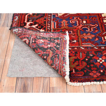 Load image into Gallery viewer, 9'4"x12'5" Cardinals Red, Rustic Look, Pure Wool, Hand Knotted, Semi Antique Bohemian Persian Heriz, Good Condition, Sides And Ends Professionally Secured, Cleaned, Oriental Rug FWR512226