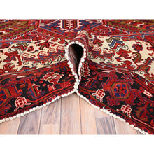 Load image into Gallery viewer, 9'4"x12'5" Cardinals Red, Rustic Look, Pure Wool, Hand Knotted, Semi Antique Bohemian Persian Heriz, Good Condition, Sides And Ends Professionally Secured, Cleaned, Oriental Rug FWR512226