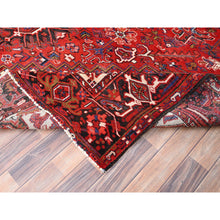 Load image into Gallery viewer, 9'4"x12'5" Cardinals Red, Rustic Look, Pure Wool, Hand Knotted, Semi Antique Bohemian Persian Heriz, Good Condition, Sides And Ends Professionally Secured, Cleaned, Oriental Rug FWR512226