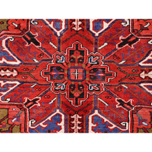Load image into Gallery viewer, 9'4"x12'5" Cardinals Red, Rustic Look, Pure Wool, Hand Knotted, Semi Antique Bohemian Persian Heriz, Good Condition, Sides And Ends Professionally Secured, Cleaned, Oriental Rug FWR512226