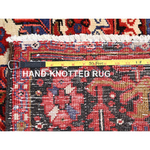 Load image into Gallery viewer, 9'4"x12'5" Cardinals Red, Rustic Look, Pure Wool, Hand Knotted, Semi Antique Bohemian Persian Heriz, Good Condition, Sides And Ends Professionally Secured, Cleaned, Oriental Rug FWR512226