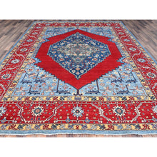 Load image into Gallery viewer, 8'10"x12' Tomato Red, Hand Knotted Afghan Heriz Serapi With Open Field Bakshaish Design, Natural Dyes, 100% Wool, Densely Weave, Oriental Rug FWR516942