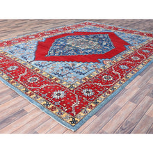 Load image into Gallery viewer, 8'10"x12' Tomato Red, Hand Knotted Afghan Heriz Serapi With Open Field Bakshaish Design, Natural Dyes, 100% Wool, Densely Weave, Oriental Rug FWR516942