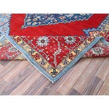 Load image into Gallery viewer, 8'10"x12' Tomato Red, Hand Knotted Afghan Heriz Serapi With Open Field Bakshaish Design, Natural Dyes, 100% Wool, Densely Weave, Oriental Rug FWR516942