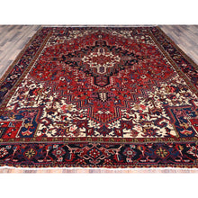 Load image into Gallery viewer, 9'x11'3" Locomotive Red, Semi Antique Heriz Persian Charming Village Design With Diamond On A Square Medallion, Full Pile, Sides And Ends Professionally Cleaned And Secured, Soft And Vibrant Wool, Oriental Rug FWR517062