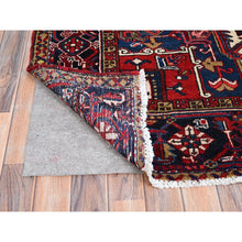 Load image into Gallery viewer, 9'x11'3" Locomotive Red, Semi Antique Heriz Persian Charming Village Design With Diamond On A Square Medallion, Full Pile, Sides And Ends Professionally Cleaned And Secured, Soft And Vibrant Wool, Oriental Rug FWR517062