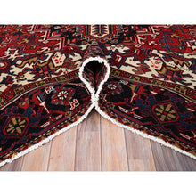 Load image into Gallery viewer, 9'x11'3" Locomotive Red, Semi Antique Heriz Persian Charming Village Design With Diamond On A Square Medallion, Full Pile, Sides And Ends Professionally Cleaned And Secured, Soft And Vibrant Wool, Oriental Rug FWR517062