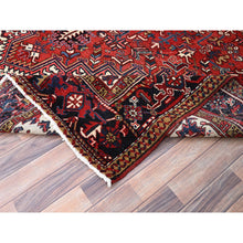 Load image into Gallery viewer, 9'x11'3" Locomotive Red, Semi Antique Heriz Persian Charming Village Design With Diamond On A Square Medallion, Full Pile, Sides And Ends Professionally Cleaned And Secured, Soft And Vibrant Wool, Oriental Rug FWR517062