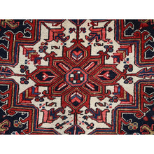 Load image into Gallery viewer, 9'x11'3" Locomotive Red, Semi Antique Heriz Persian Charming Village Design With Diamond On A Square Medallion, Full Pile, Sides And Ends Professionally Cleaned And Secured, Soft And Vibrant Wool, Oriental Rug FWR517062