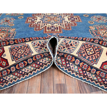 Load image into Gallery viewer, 9'x11'8" Cerulean Blue, Special Kazak With All Over Pattern Natural Dyes, Pure Wool Hand Knotted, Oriental Densely Woven Rug FWR518838
