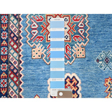 Load image into Gallery viewer, 9'x11'8" Cerulean Blue, Special Kazak With All Over Pattern Natural Dyes, Pure Wool Hand Knotted, Oriental Densely Woven Rug FWR518838
