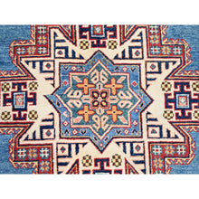 Load image into Gallery viewer, 9'x11'8" Cerulean Blue, Special Kazak With All Over Pattern Natural Dyes, Pure Wool Hand Knotted, Oriental Densely Woven Rug FWR518838