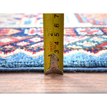 Load image into Gallery viewer, 9'x11'8" Cerulean Blue, Special Kazak With All Over Pattern Natural Dyes, Pure Wool Hand Knotted, Oriental Densely Woven Rug FWR518838