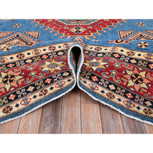 Load image into Gallery viewer, 9'2"x11'4" Cobalt Glaze Blue, Special Kazak With Geometric Medallion Design, Hand Knotted, Natural Dyes, Soft Wool Oriental Rug FWR518880