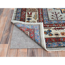 Load image into Gallery viewer, 8'8"x11'9" Mirage Gray, Afghan Super Kazak With Tribal Medallions, Natural Dyes Densely Woven, Extra Soft Wool Hand Knotted, Oriental Rug FWR519222
