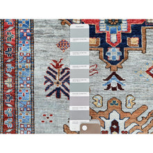 Load image into Gallery viewer, 8'8"x11'9" Mirage Gray, Afghan Super Kazak With Tribal Medallions, Natural Dyes Densely Woven, Extra Soft Wool Hand Knotted, Oriental Rug FWR519222