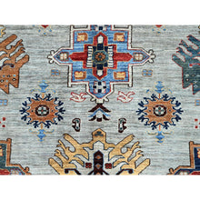 Load image into Gallery viewer, 8'8"x11'9" Mirage Gray, Afghan Super Kazak With Tribal Medallions, Natural Dyes Densely Woven, Extra Soft Wool Hand Knotted, Oriental Rug FWR519222