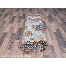 Load image into Gallery viewer, 8'8"x11'9" Mirage Gray, Afghan Super Kazak With Tribal Medallions, Natural Dyes Densely Woven, Extra Soft Wool Hand Knotted, Oriental Rug FWR519222