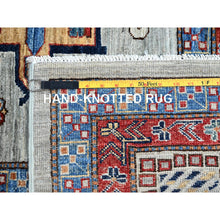 Load image into Gallery viewer, 8'8"x11'9" Mirage Gray, Afghan Super Kazak With Tribal Medallions, Natural Dyes Densely Woven, Extra Soft Wool Hand Knotted, Oriental Rug FWR519222