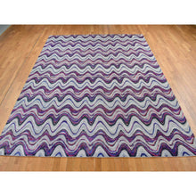 Load image into Gallery viewer, 9'x11'10" Ivory, The Colorful Waves, Sari Silk With Textured Wool, Hand Knotted, Oriental Rug FWR522600