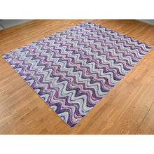 Load image into Gallery viewer, 9'x11'10" Ivory, The Colorful Waves, Sari Silk With Textured Wool, Hand Knotted, Oriental Rug FWR522600