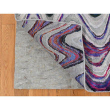 Load image into Gallery viewer, 9'x11'10" Ivory, The Colorful Waves, Sari Silk With Textured Wool, Hand Knotted, Oriental Rug FWR522600