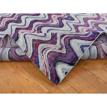 Load image into Gallery viewer, 9'x11'10" Ivory, The Colorful Waves, Sari Silk With Textured Wool, Hand Knotted, Oriental Rug FWR522600