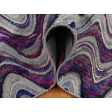 Load image into Gallery viewer, 9'x11'10" Ivory, The Colorful Waves, Sari Silk With Textured Wool, Hand Knotted, Oriental Rug FWR522600