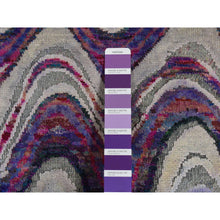 Load image into Gallery viewer, 9'x11'10" Ivory, The Colorful Waves, Sari Silk With Textured Wool, Hand Knotted, Oriental Rug FWR522600