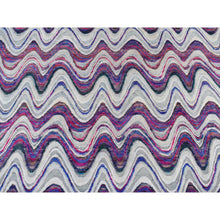 Load image into Gallery viewer, 9'x11'10" Ivory, The Colorful Waves, Sari Silk With Textured Wool, Hand Knotted, Oriental Rug FWR522600