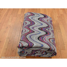 Load image into Gallery viewer, 9'x11'10" Ivory, The Colorful Waves, Sari Silk With Textured Wool, Hand Knotted, Oriental Rug FWR522600