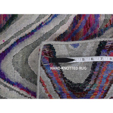 Load image into Gallery viewer, 9'x11'10" Ivory, The Colorful Waves, Sari Silk With Textured Wool, Hand Knotted, Oriental Rug FWR522600