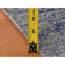Load image into Gallery viewer, 8'9"x12' Sapphire Blue, Distressed Silk With Textured Wool, Erased Rosette Design, Hand Knotted, Oriental Rug FWR522738