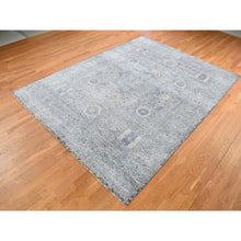 Load image into Gallery viewer, 8'8"x11'10" Columbia Blue, Silk With Textured Wool, Hi-low Pile, Mamluk Dynasty Design, Hand Knotted, Oriental Rug FWR522858