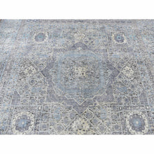 Load image into Gallery viewer, 8'8"x11'10" Columbia Blue, Silk With Textured Wool, Hi-low Pile, Mamluk Dynasty Design, Hand Knotted, Oriental Rug FWR522858