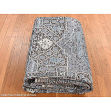 Load image into Gallery viewer, 8'8"x11'10" Columbia Blue, Silk With Textured Wool, Hi-low Pile, Mamluk Dynasty Design, Hand Knotted, Oriental Rug FWR522858