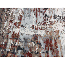 Load image into Gallery viewer, 9'x12'2" Vermilion Red, Hi-lo Pile, Wool And Silk, Abstract Paint Brush Design, Hand Knotted, Oriental Rug FWR522894