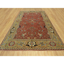 Load image into Gallery viewer, 8'10"x12' Sanguine Red, Soft And Vibrant Wool, Densely Woven, Plush Soft Pile, Antiqued Fine Heriz Re-creation All Over Design, Hand Knotted Natural Dyes, Oriental Rug FWR543948