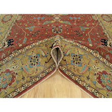 Load image into Gallery viewer, 8'10"x12' Sanguine Red, Soft And Vibrant Wool, Densely Woven, Plush Soft Pile, Antiqued Fine Heriz Re-creation All Over Design, Hand Knotted Natural Dyes, Oriental Rug FWR543948
