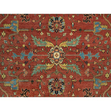 Load image into Gallery viewer, 8'10"x12' Sanguine Red, Soft And Vibrant Wool, Densely Woven, Plush Soft Pile, Antiqued Fine Heriz Re-creation All Over Design, Hand Knotted Natural Dyes, Oriental Rug FWR543948