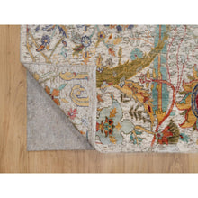 Load image into Gallery viewer, 6'x6' Papyrus White, Sickle Leaf Design, Hand Knotted, Silk With Textured Wool, Square, Oriental Rug FWR551454