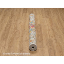 Load image into Gallery viewer, 6'x6' Papyrus White, Sickle Leaf Design, Hand Knotted, Silk With Textured Wool, Square, Oriental Rug FWR551454