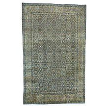Load image into Gallery viewer, 10&#39;10&quot;x17&#39; Navy Blue Gallery Size Antique Persian Kerman Herati Design Rug FWR158556