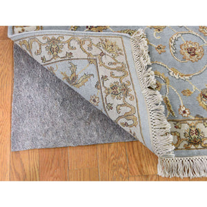 2'7"x12' Gray Rajasthan Half Wool Half and Silk Hand-Knotted Runner Oriental Rug FWR259020